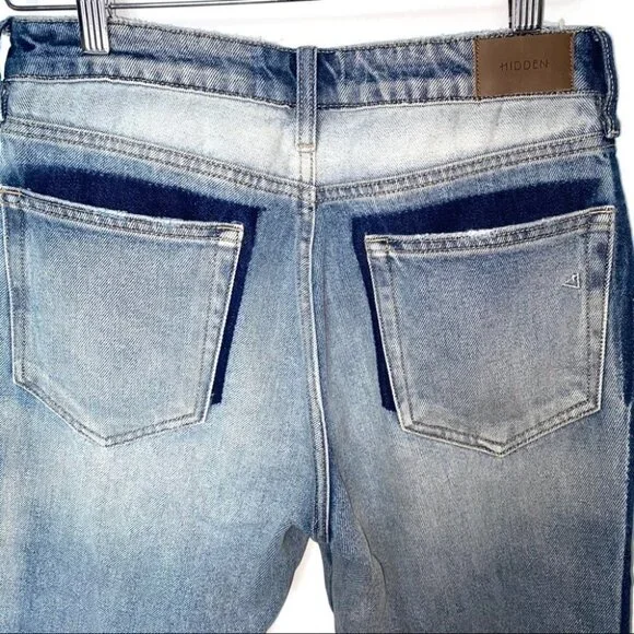 Hidden Distressed Two-Toned‎ High-Waist Jeans - Picture 11 of 13